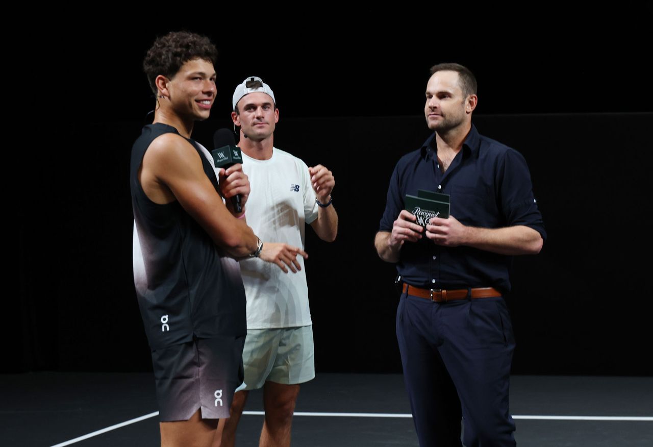 Ben Shelton, Tommy Paul and Andy Roddick at the Waldorf Astoria Ballroom Tennis InvitationalCredit: Kevin Mazur/Getty