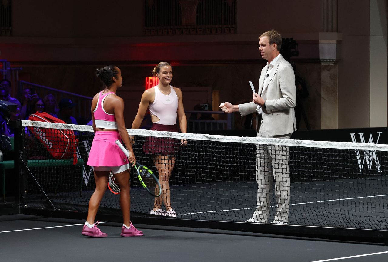 Leylah Fernandez, Maria Sakkari and Sam Querrey at the Waldorf Astoria Ballroom Tennis InvitationalCredit: Kevin Mazur/Getty