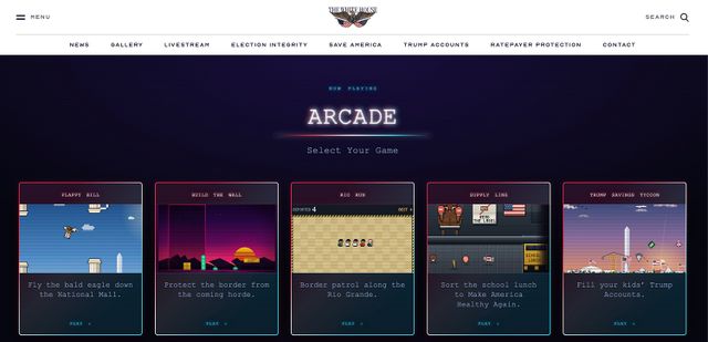 White House website debuts 5 low-res arcade video games that promote Trump's agenda âprotect the border from the coming hordeâ The White House games arcadeCredit: The White House
