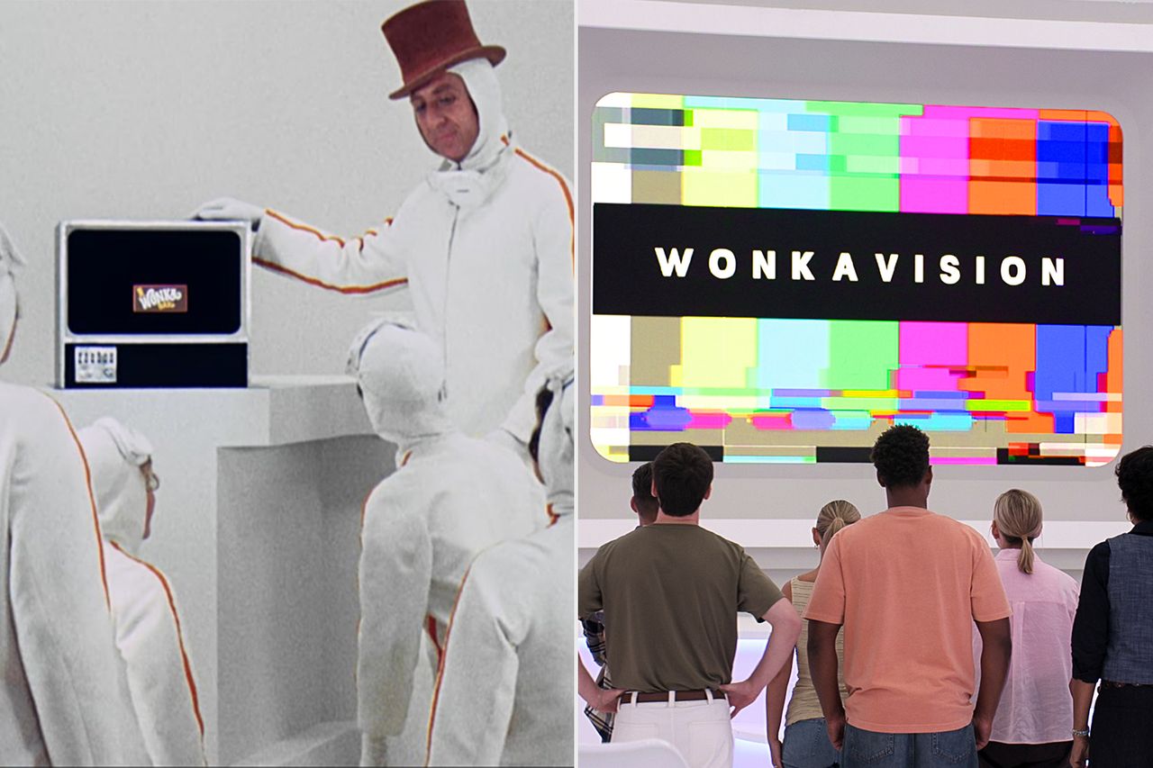 Willy Wonka & the Chocolate Factory; Episode 102 of Wonka's The Golden Ticket. Wonkavision in ‘Willy Wonka’; Wonkavision in ‘Wonka’s the Golden Ticket’Credit: Warner Bros; Courtesy of Netflix