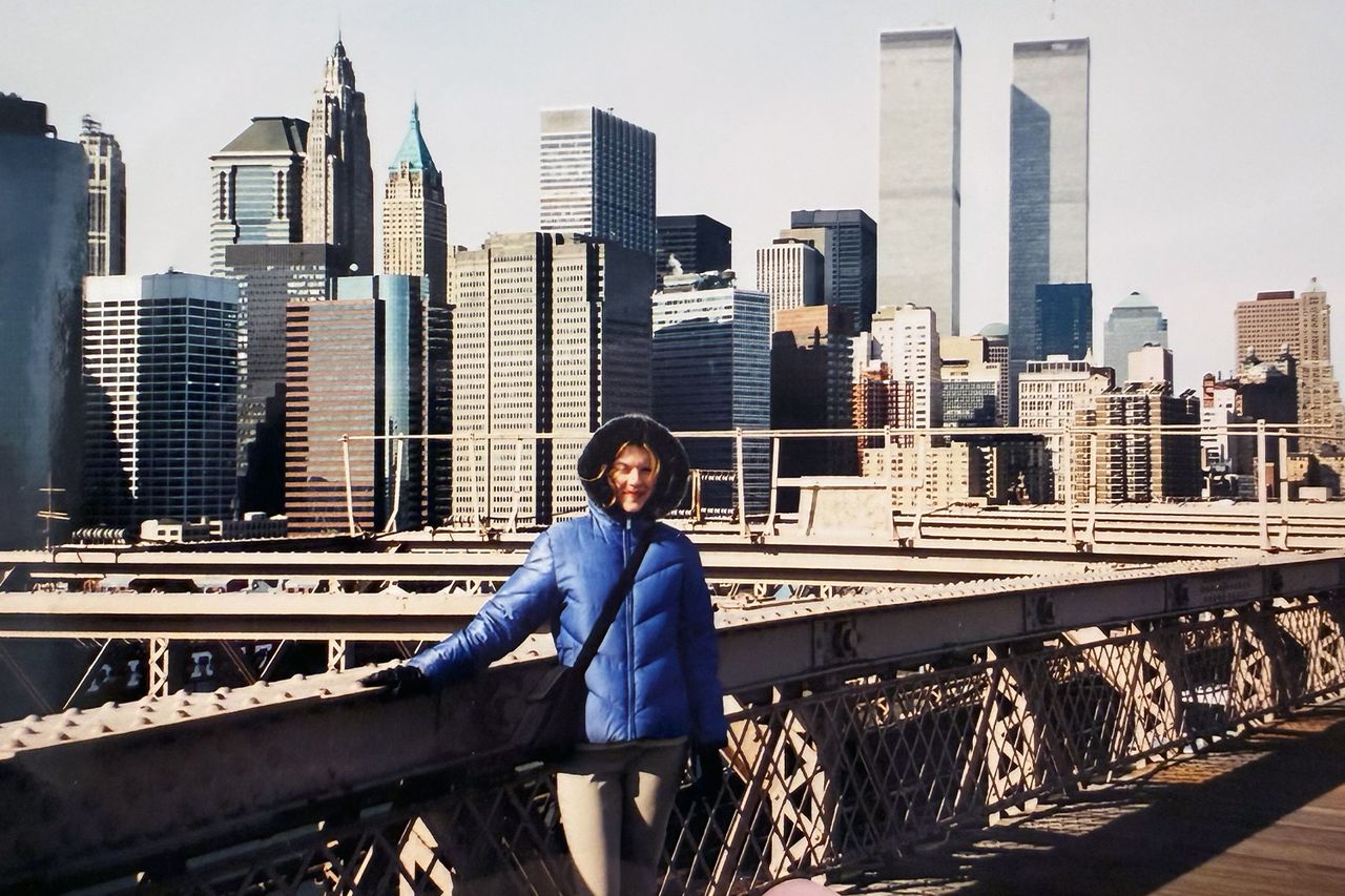 Woman in World Trade Stopped to Buy Mariah Carey CD, Saving Her Life on 9/11 Botkin in front of the Twin Towers before the 9/11 terrorist attacks.Credit: Sara Botkin