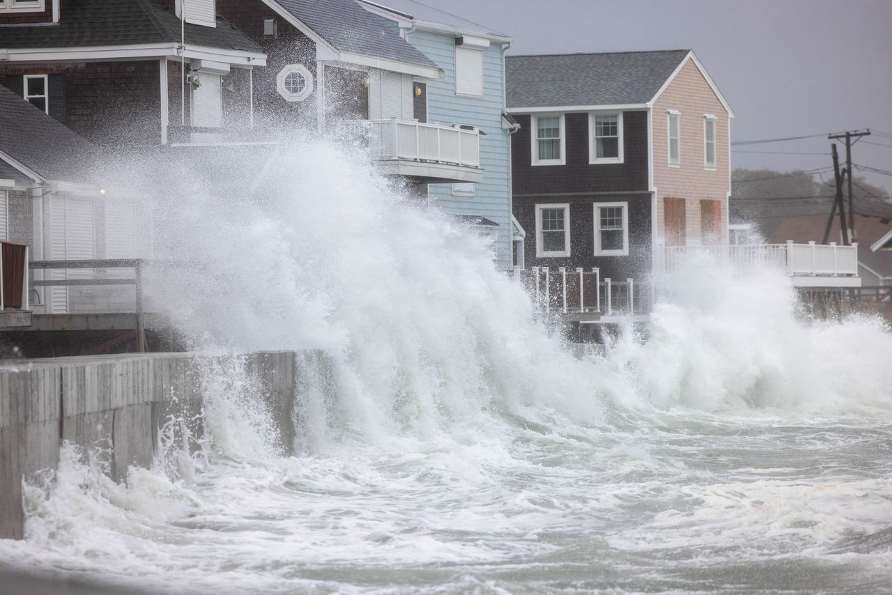 Floodwaters in Scituate, Mass., on Sept. 26, 2026Credit: Scott Eisen/Getty