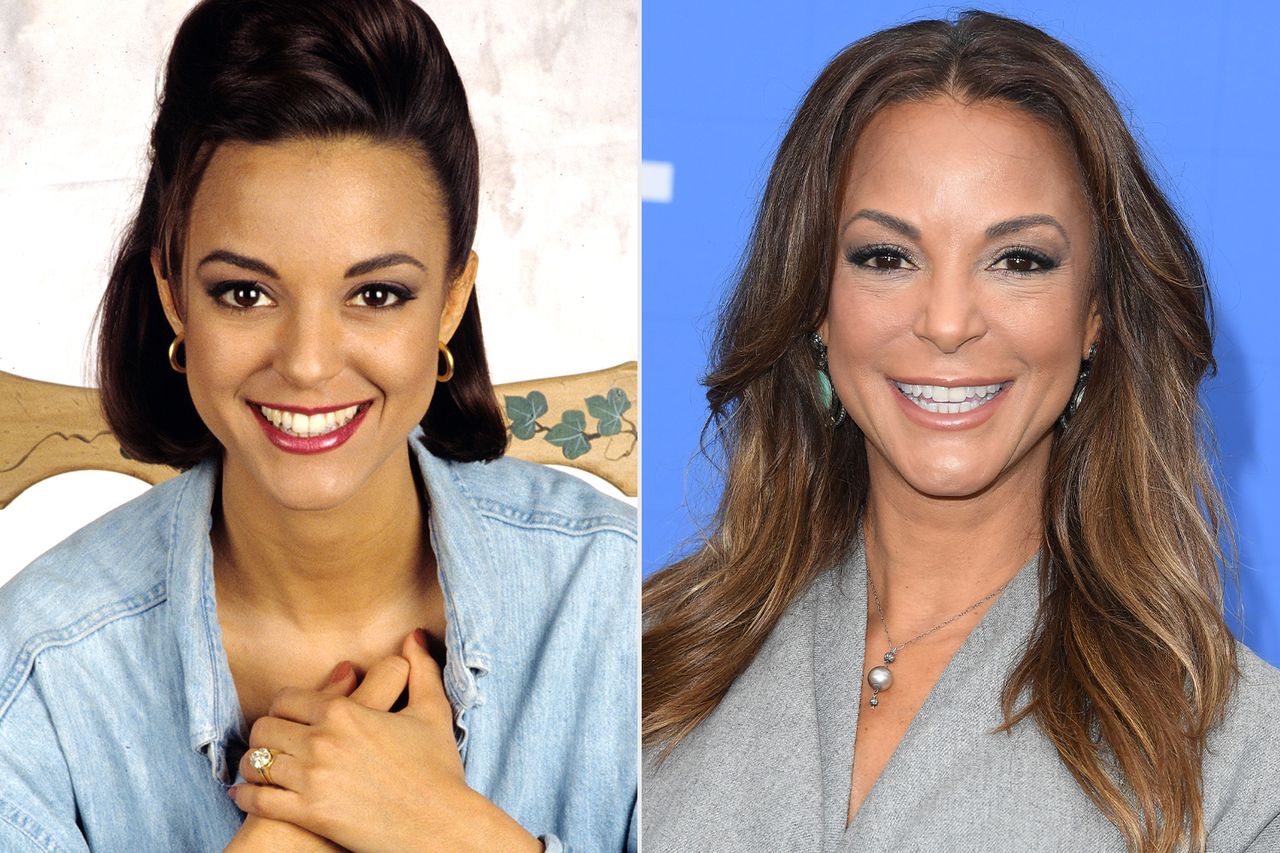 All My Children, WATN, Where are they now, Eva LaRue From left: Eva LaRue as Maria Santos Grey on ‘All My Children’ in 1993; Eva LaRue attends Apple TV’s ‘Ted Lasso’ season 3 FYC Red Carpet event at the Saban Media Center in North Hollywood, Calif., on June 10, 2023Credit: Robert Milazzo/Disney General Entertainment Content via Getty; Steve Granitz/FilmMagic