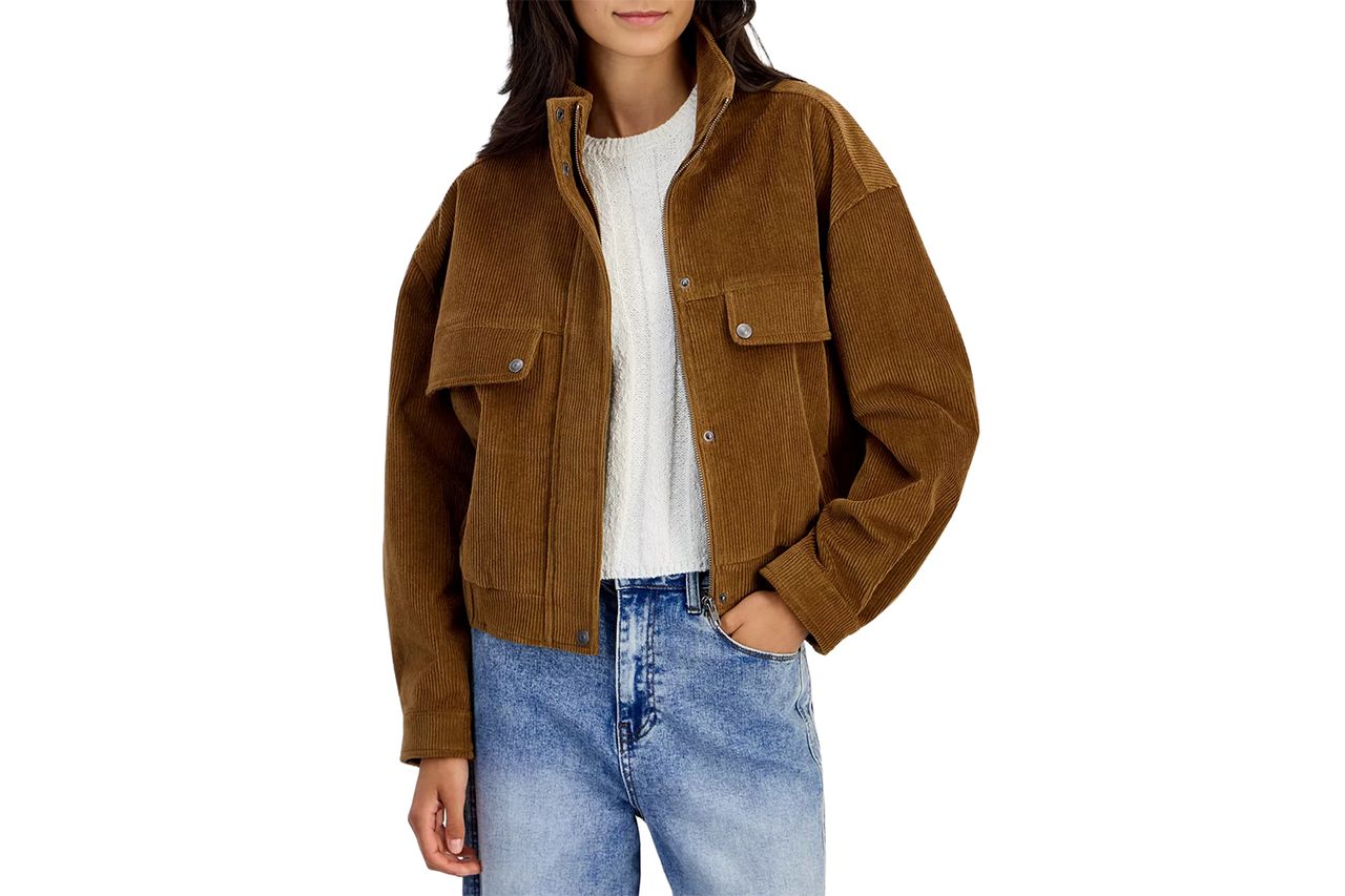 And Now This Short Corduroy Stand Collar Bomber Jacket Credit: Macy's