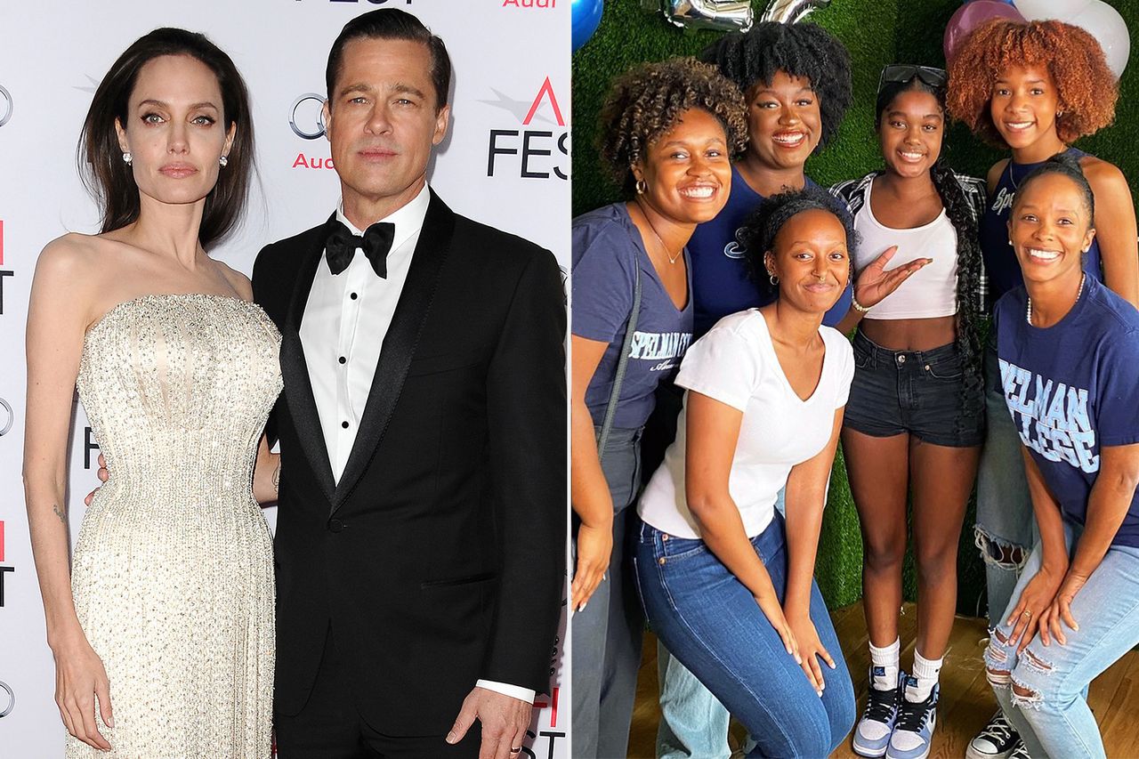 Angelina Jolie and Brad Pitt at the 2015 AFI Fest in Hollywood, California; Angelina Jolie and Brad Pitt's daughter Zahara and her classmates in July 2022. Angelina Jolie and Brad Pitt at the 2015 AFI Fest in Hollywood, California; Angelina Jolie and Brad Pitt’s daughter Zahara and her classmates in July 2022.Credit: Jason LaVeris/FilmMagic; Angelina Jolie/Instagram