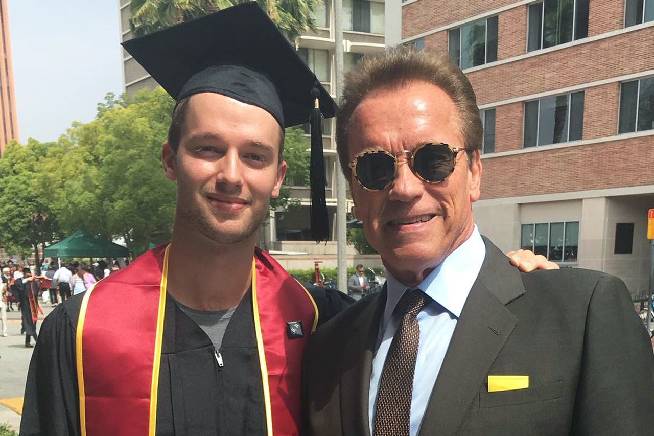 Arnold Schwarzenegger supports son Patrick Schwarzenegger at his college graduation in May 2016. Arnold Schwarzenegger and Patrick SchwarzeneggerCredit: Arnold Schwarzenegger/ Instagram