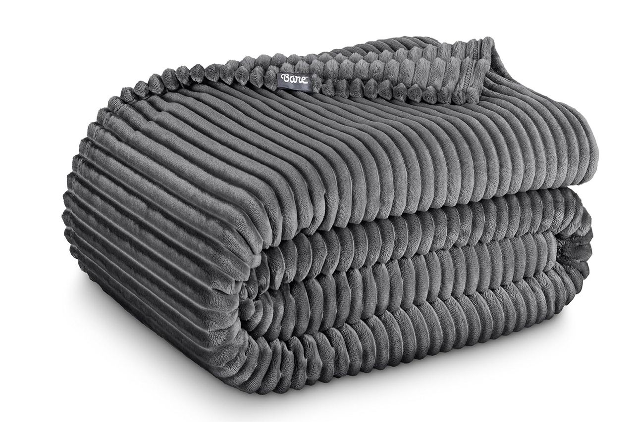Bare Home Fleece Blanket Luxury Microplush Twin XL Ribbed Credit: Amazon