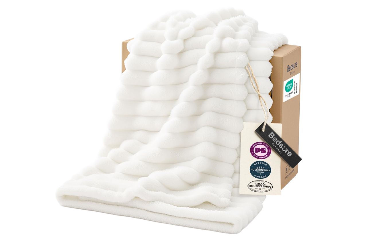 Bedsure GentleSoft White Throw Blanket for Couch - Mothers Gifts Day Birthday Gifts for Women Mom Her, Soft Cozy Fleece Summer Throw Blanket for Girl, Room Home Bedroom Decor, Off White, 50x60 Inches Credit: Amazon