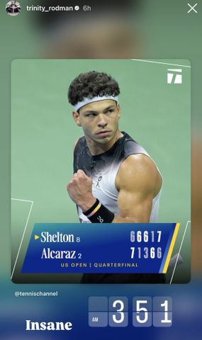 Trinity Rodman’s post after Ben Shelton’s winCredit: Pete Staples/USTA via Getty