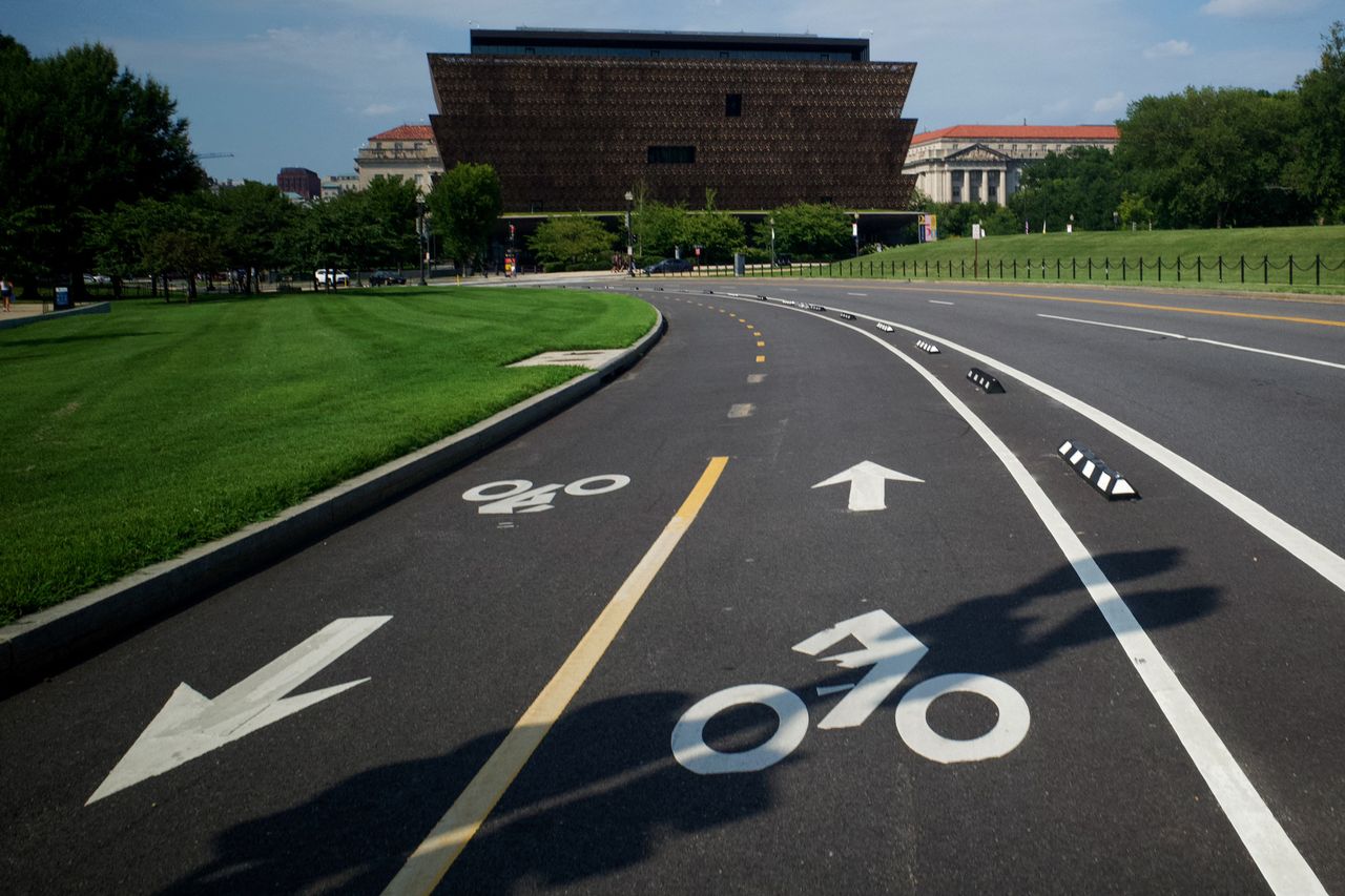 The 15th Street bike lane looking towards the Smithsonian African American Museum is seen in Washington, DC, on September 1, 2026.Credit: Kent Nishimura / AFP via Getty