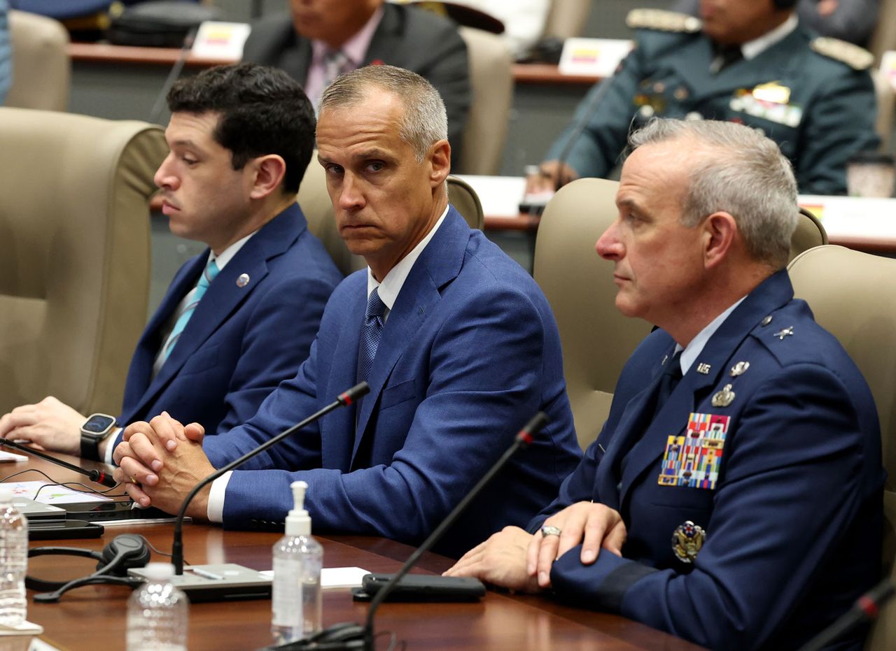 Corey Lewandowski, a special adviser at the Department of Homeland Security, listens during the inaugural Americas Counter Cartel Conference at the U.S. Southern Command Headquarters on March 05, 2026 in Doral, Florida. Corey Lewandowski, a special adviser at the Department of Homeland Security, on March 5 in Doral, Fla.Credit: Joe Raedle/Getty