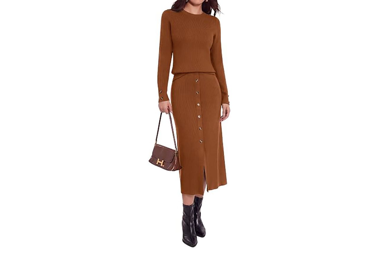 Glamaker Fall Skirt Sets Women 2-Piece Outfits Sweater Dress Credit: Amazon
