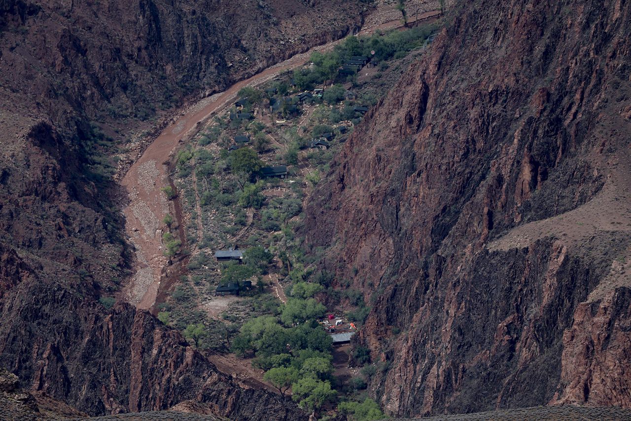 The campsite at Bright Angel Creek corridor at the Grand Canyon, which was hit with flash floods is seen from Grand Canyon Village, Arizona, on August 31, 2026. The campsite at Bright Angel Creek corridor at the Grand Canyon, which was hit with flash floods is seen from Grand Canyon Village, ArizonaCredit: Ian Maule / AFP via Getty