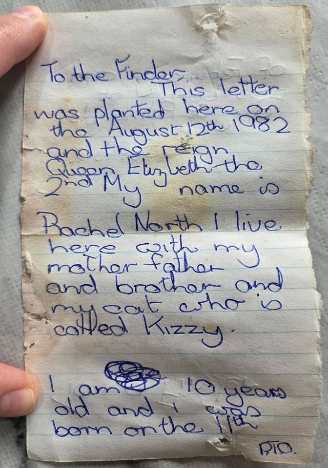 A handwritten letter discovered beneath the stairs of a home in Suffolk, where it had been hidden for 44 years. A photo of the letterCredit: Michelle Harwood/Facebook