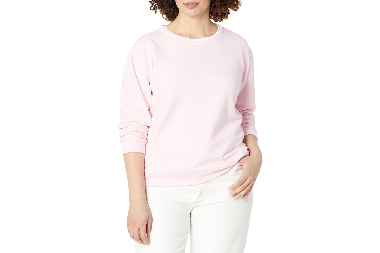 Hanes EcoSmart Fleece Sweatshirt Pale Pink Credit: Amazon