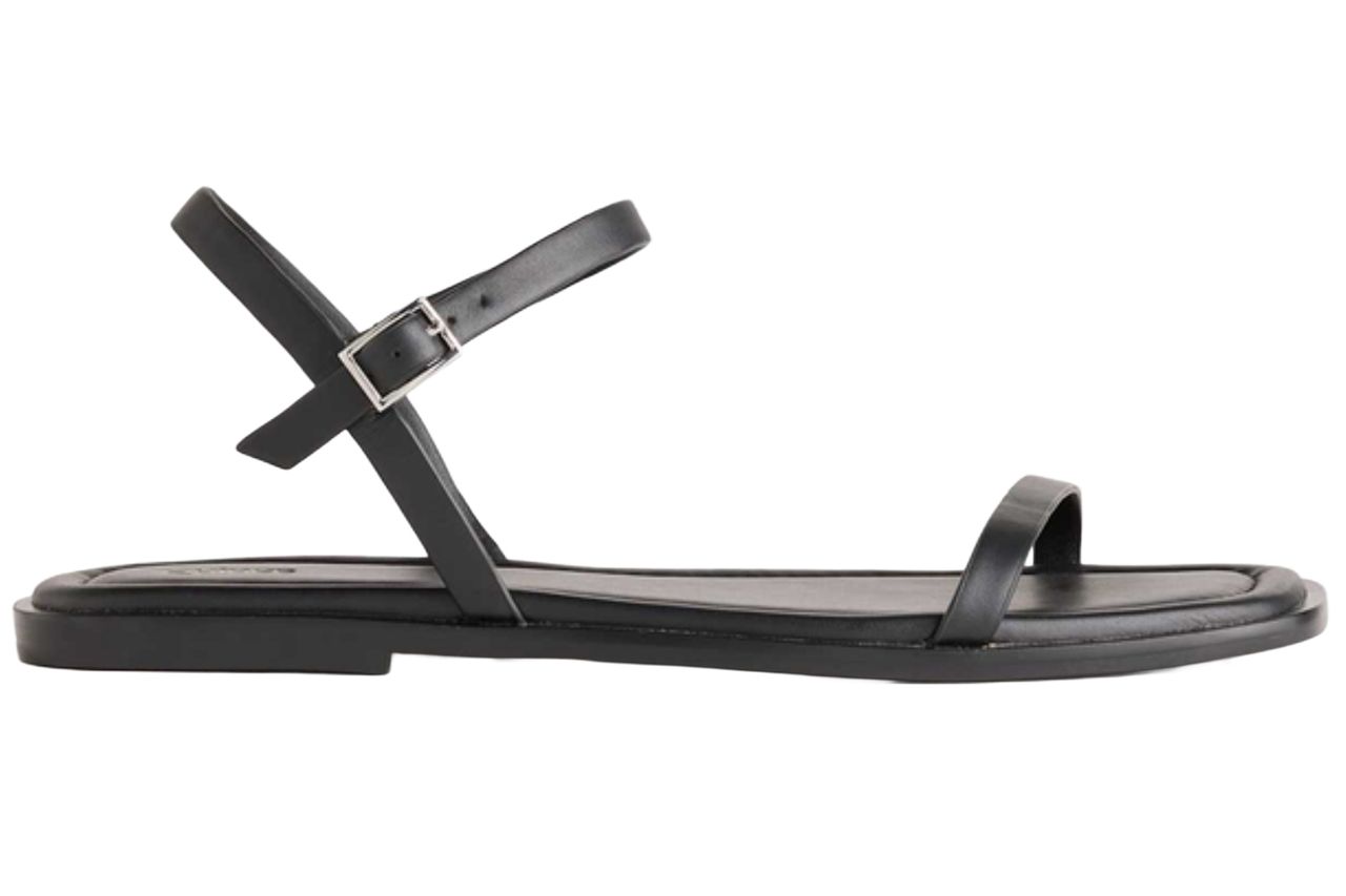 Italian Leather Ankle Strap Flat Sandal Credit: Quince
