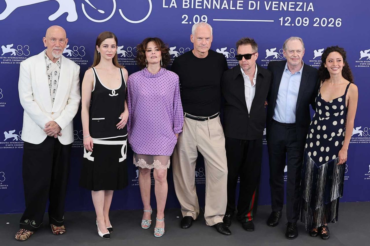 (Left-right:) John Malkovich, Mariana Di Girolamo, Parker Posey, Martin McDonagh, Sam Rockwell, Steve Buscemi and Ailín Salas at the ‘Wild Horse Nine’ photocall during the Venice International Film Festival on Sept. 3Credit: Stephane Cardinale - Corbis/Corbis via Getty