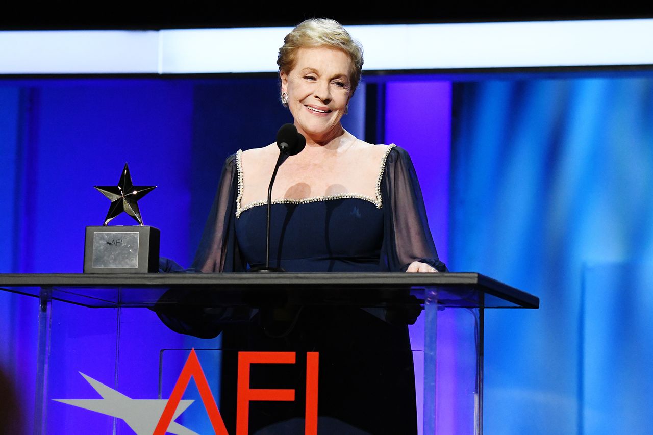Honoree Julie Andrews accepts the AFI Life Achievement Award onstage during the 48th AFI Life Achievement Award Gala Tribute celebrating Julie Andrews at Dolby Theatre on June 09, 2022 in Hollywood, California. Julie Andrews on June 9, 2022Credit: Michael Kovac/Getty