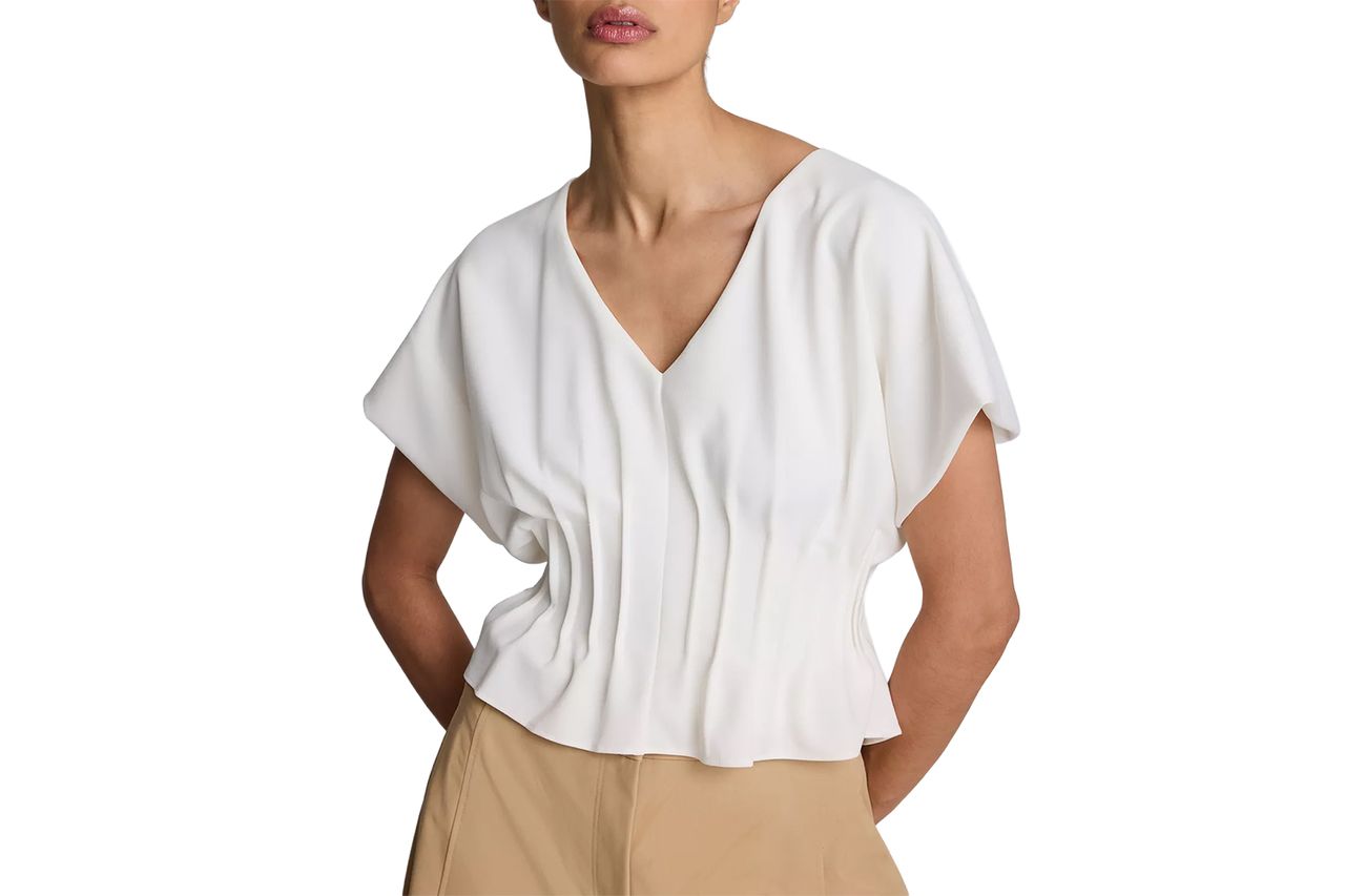 Kenneth Cole Pleated V-Neck Top Credit: Macy's