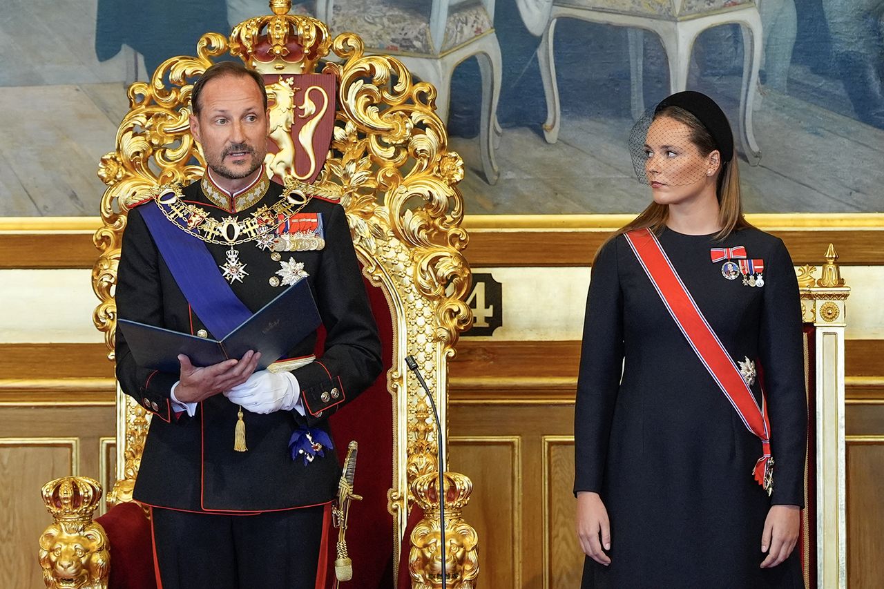 King Haakon VIII of Norway takes his oath as Crown Princess Ingrid Alexandra looks on in the main chamber of the Storting in Oslo on Sept. 1, 2026Credit: Lise Åserud / NTB / AFP via Getty