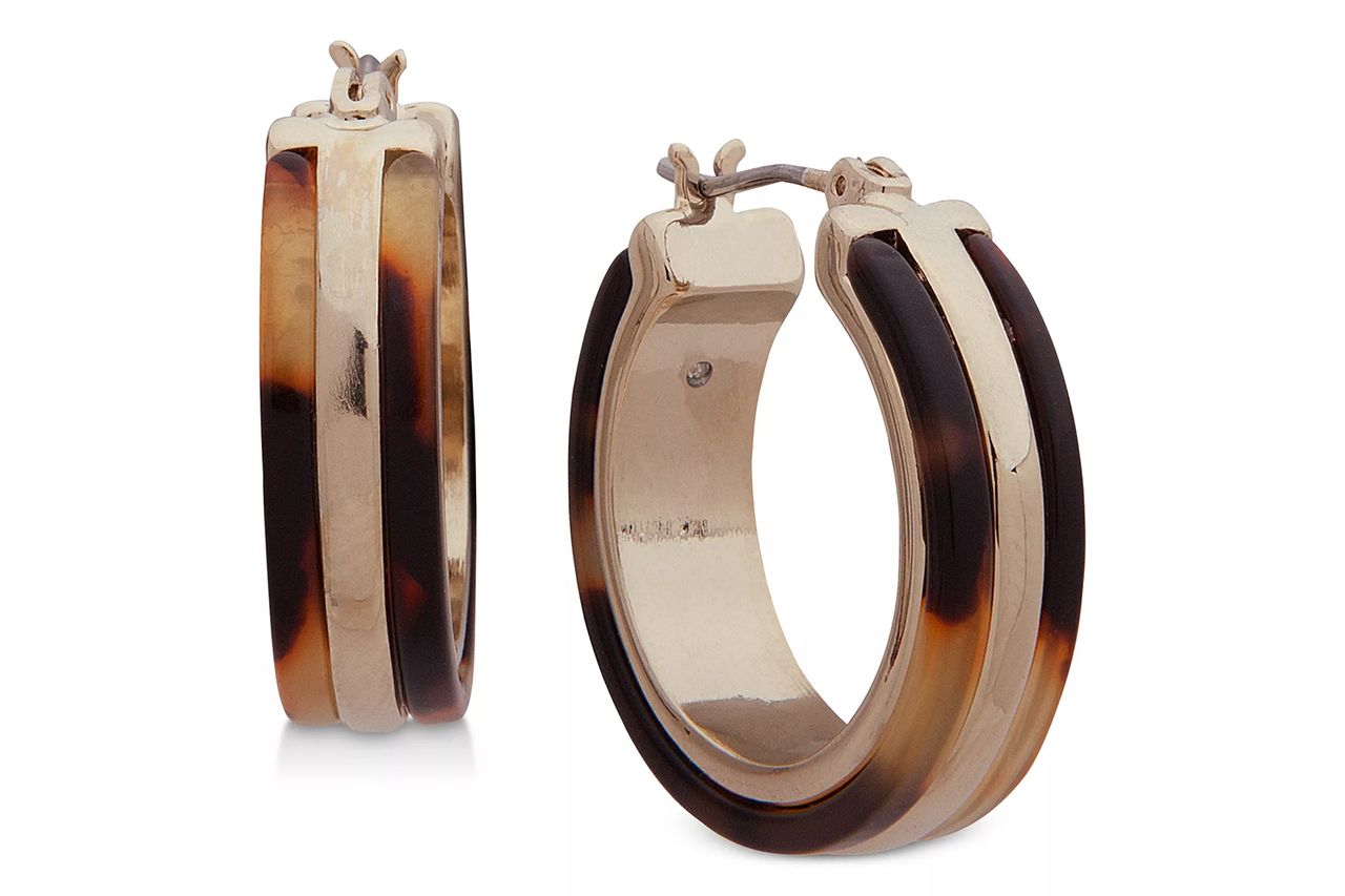 Lauren Ralph Lauren Gold Tone and Tortoise Look Small Hoop Earrings 1 Credit: Macy's