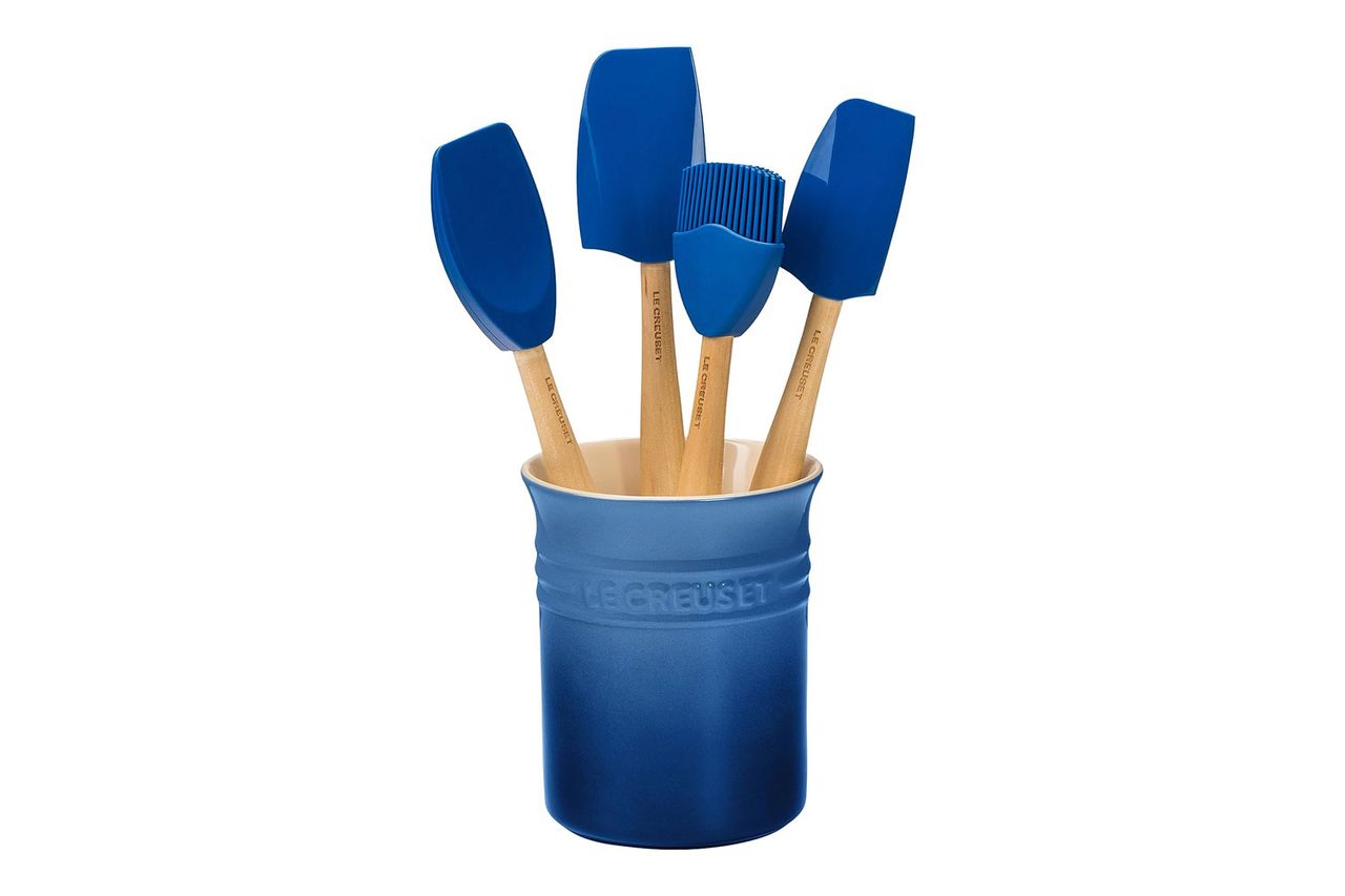 Amazon Le Creuset Silicone Craft Series Utensil Set with Stoneware Crock, 5 pc., Marseille Credit: Amazon