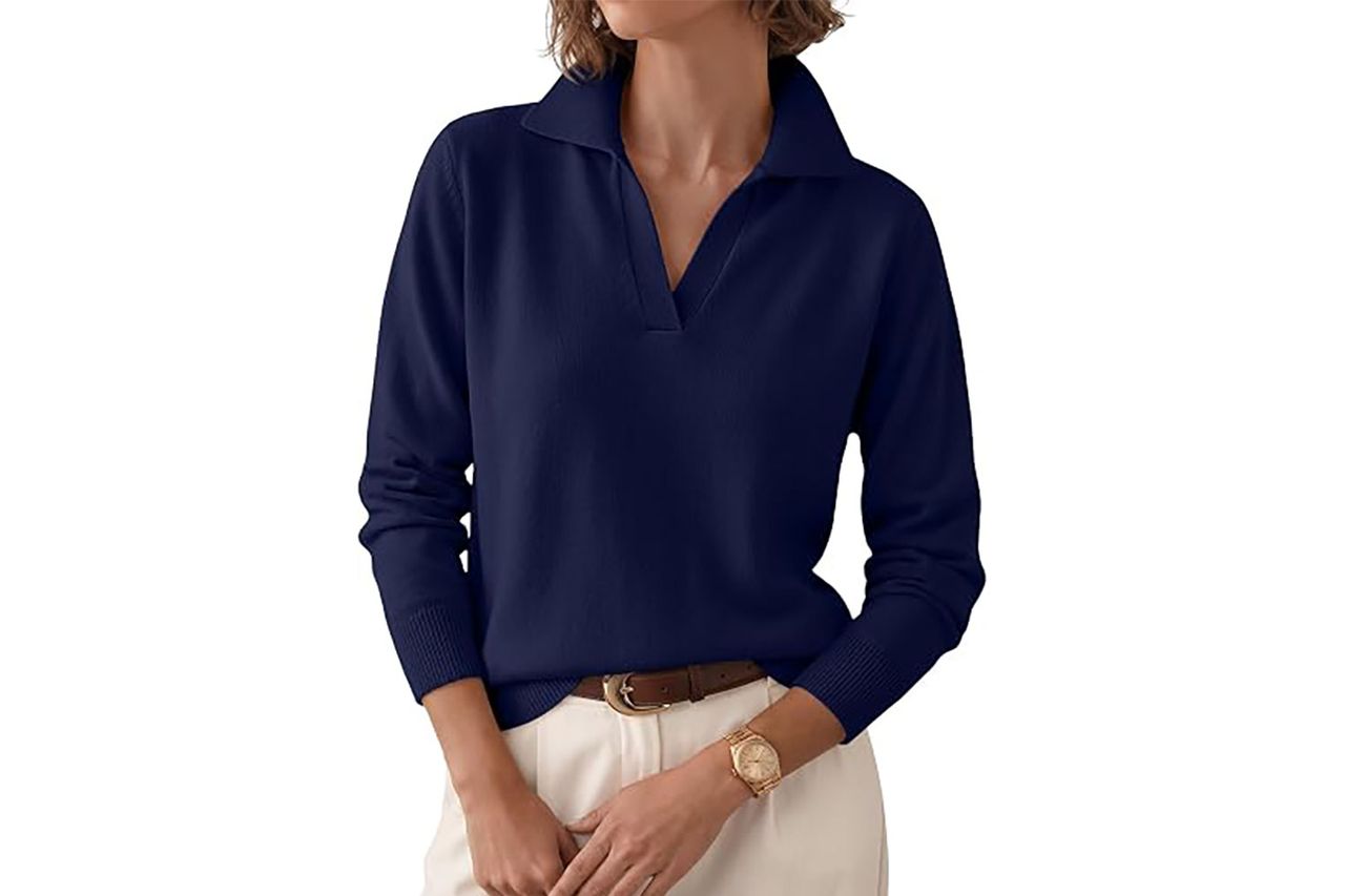 Lillusory Women's Fall Polo V-Neck Dressy Casual Credit: Amazon