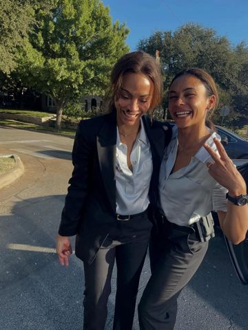 Zoe Saldaña and her stunt double on the 'Lioness' set Zoe Saldaña and her stunt double on the ‘Lioness’ setCredit: Zoe Saldana/Instagram