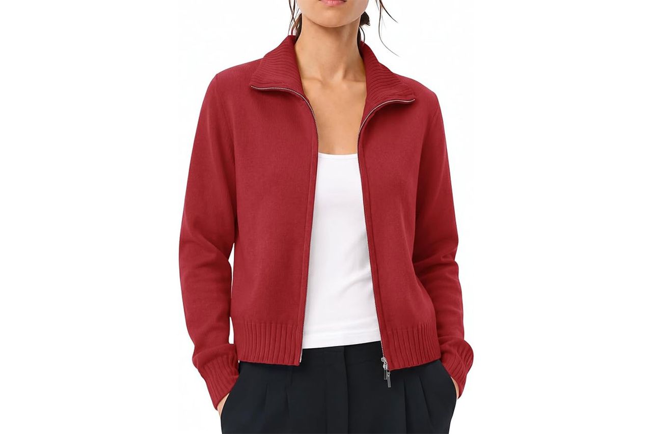 Lomon Zip-Up Cardigan Sweater Credit: Amazon