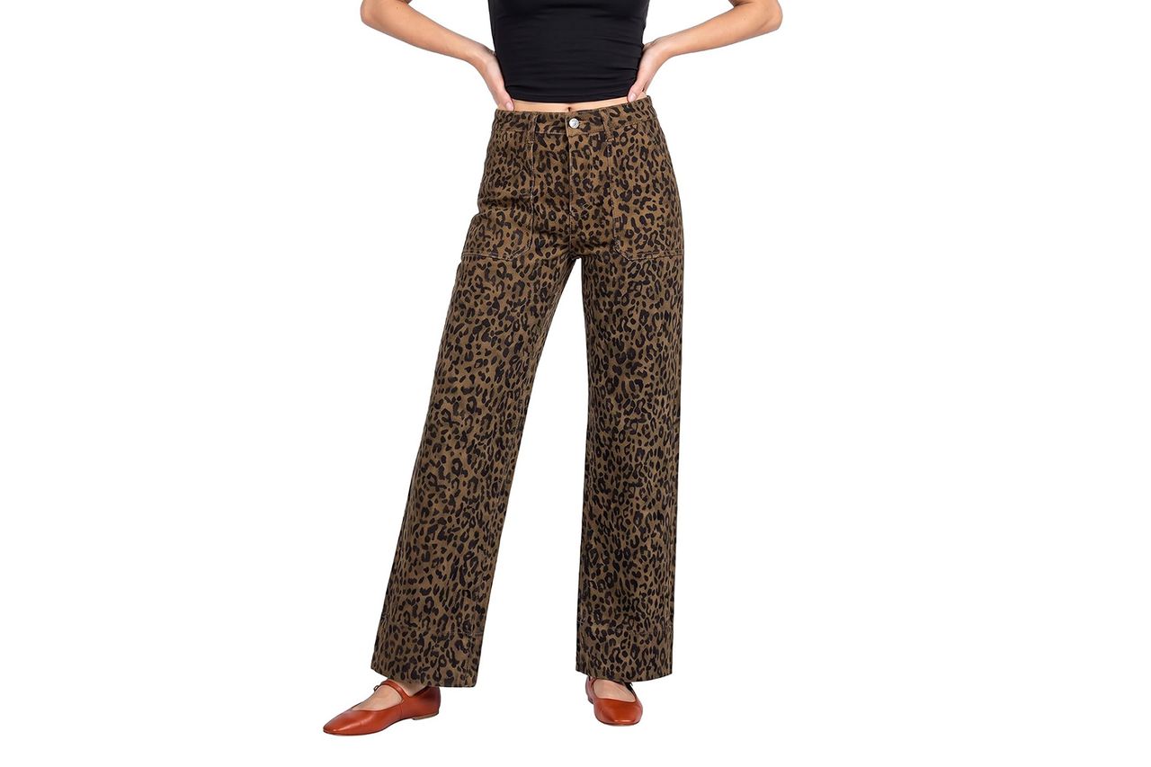 Luvamia Women's Wide Leg Leopard Pants High Waisted Cheetah Print Jeans Credit: Amazon