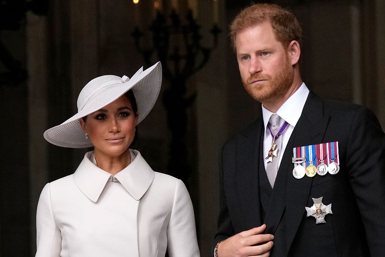 Prince Harry and Meghan Markle, Duke and Duchess of Sussex after a service of thanksgiving for the reign of Queen Elizabeth II on June 3, 2022. Prince Harry and Meghan Markle attend a service of thanksgiving for the reign of Queen Elizabeth at St. Paul’s Cathedral on June 3, 2022Credit: Matt Dunham - WPA Pool/Getty