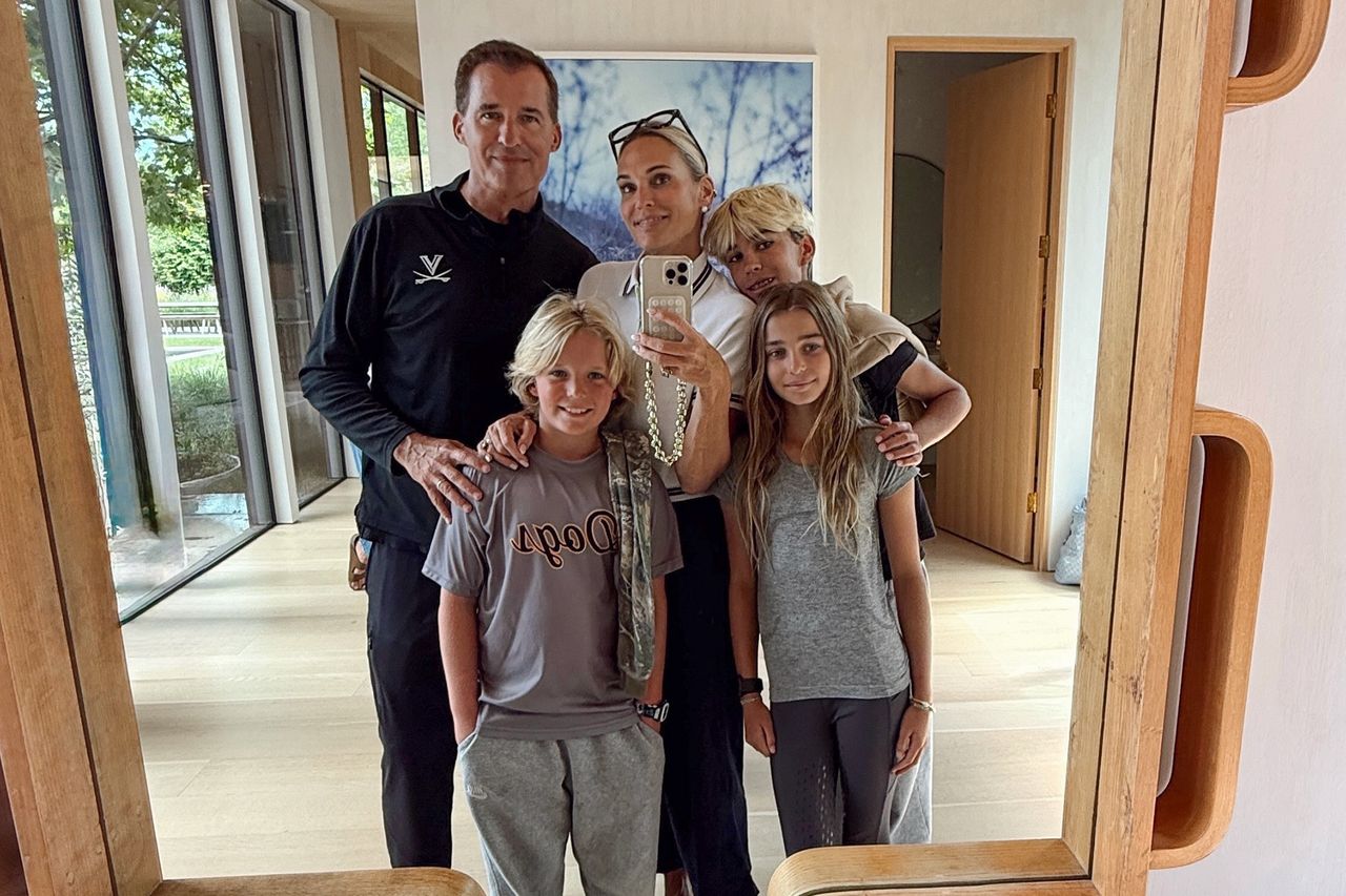 Scott Stuber and Molly Sims taking a group selfie with children in a mirror reflection Scott Stuber and Molly Sims with their three childrenCredit: Molly Sims/Instagram