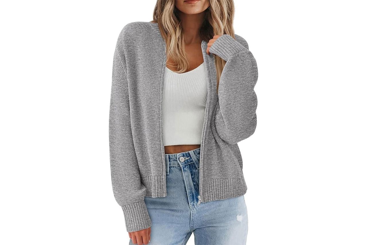 Nalanisa Women's Chunky Knit Zipper Cardigan Sweater Credit: Amazon