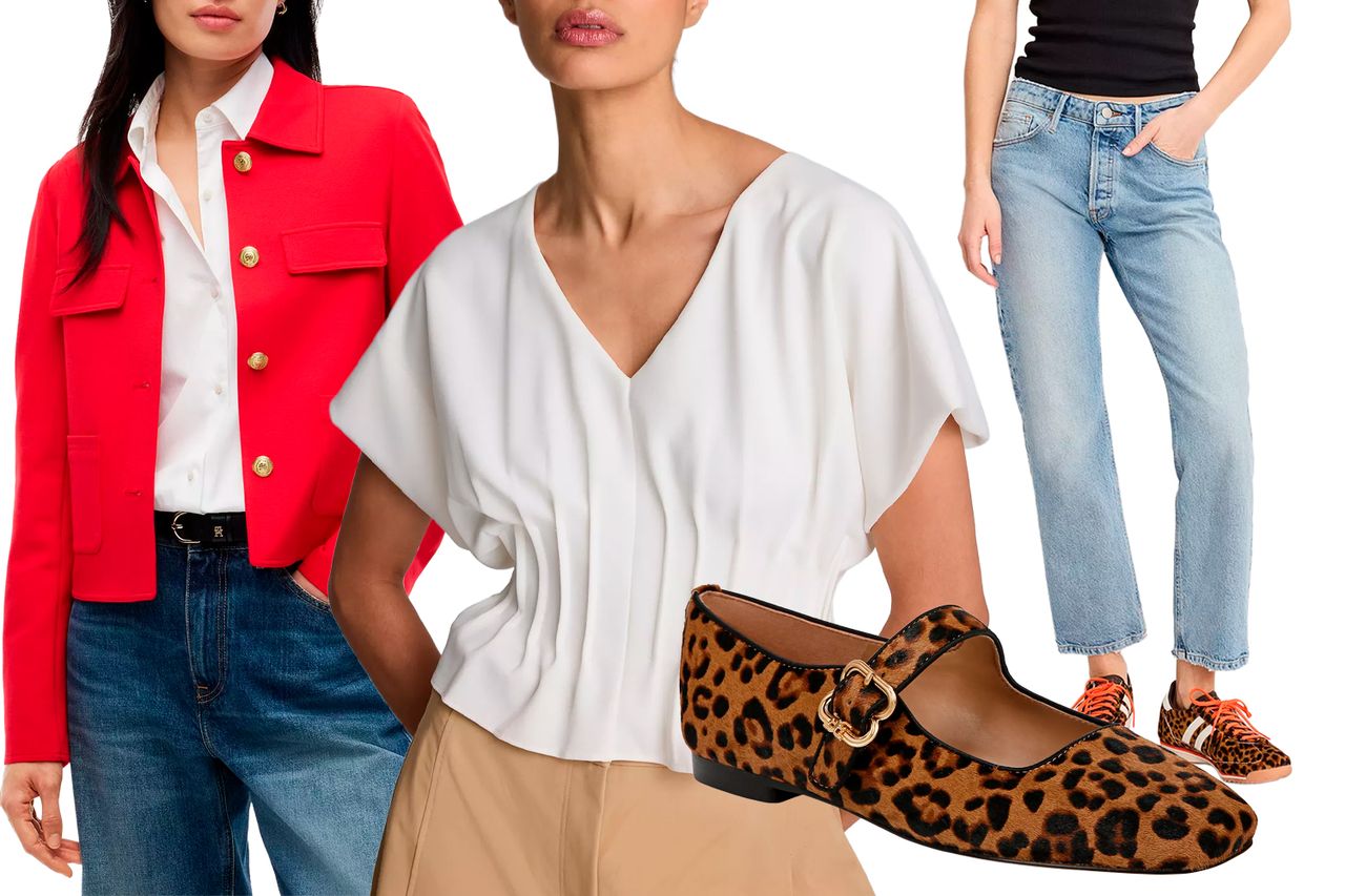 A composition featuring fall fashion pieces including outfits and footwear on models Credit: Macy's(4)