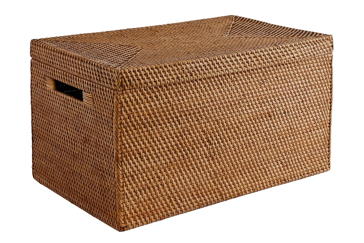 Pottery Barn Tava Handwoven Lidded Basket Credit: Pottery Barn