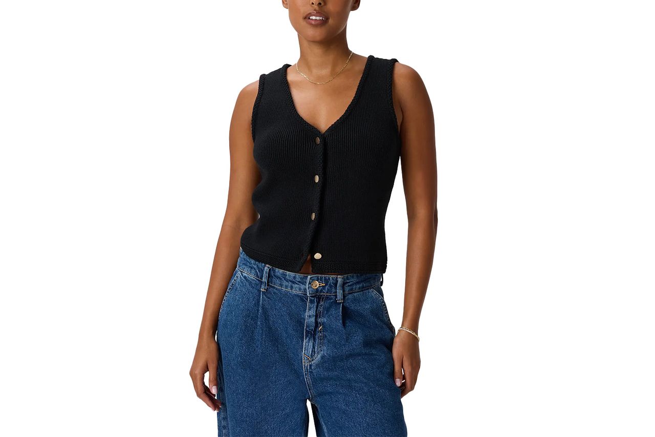 quince Organic Cotton V-Neck Sweater Vest Credit: Quince