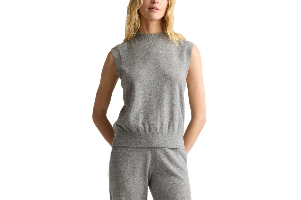 Quince Mongolian Cashmere Mock Neck Sweater Vest Credit: Quince