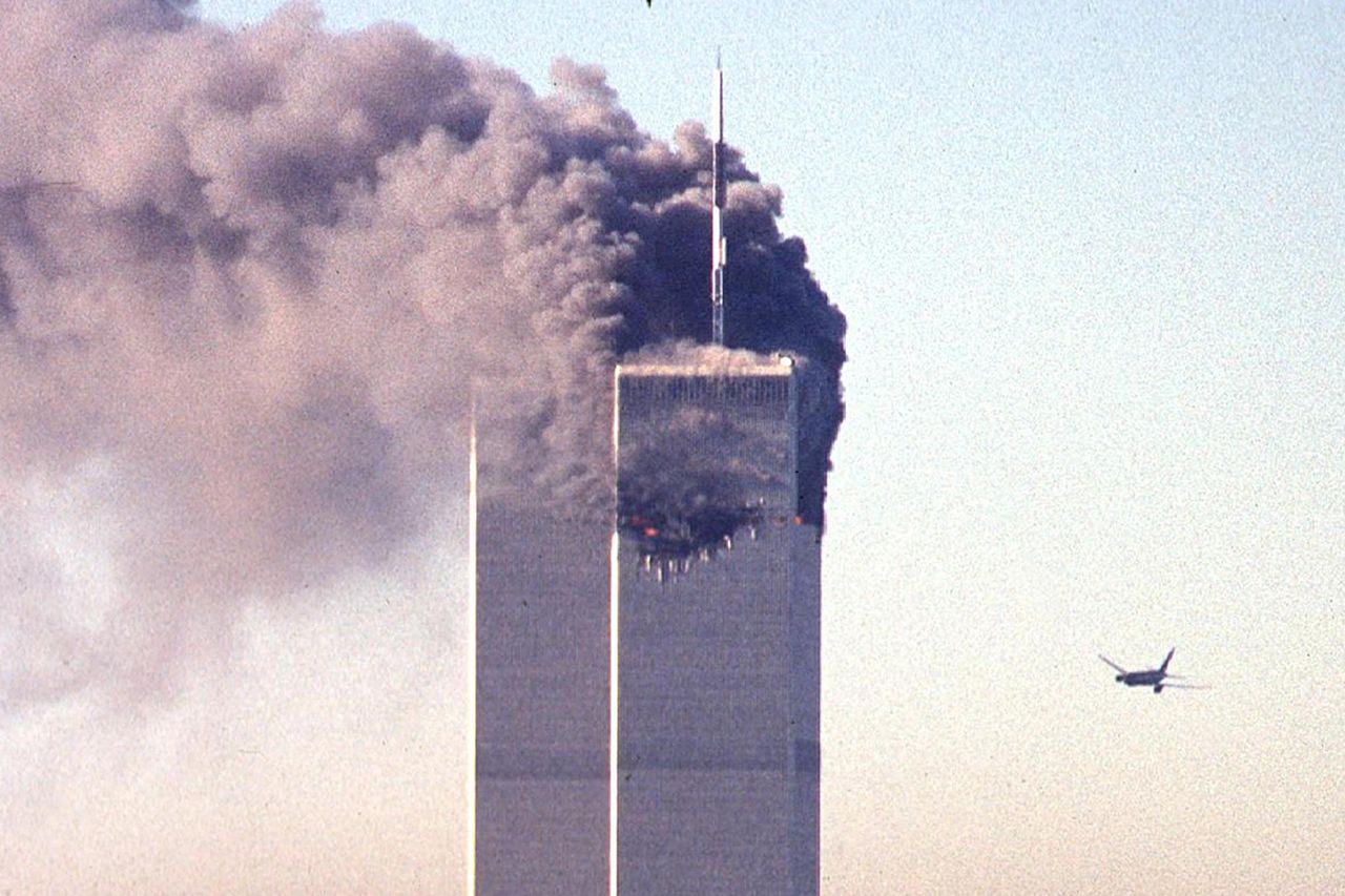 A hijacked commercial plane approaches the World Trade Center shortly before crashing into the landmark skyscraper September 11, 2001 in New York. A hijacked plane approaches the World Trade Center before crashing into the landmark Sept. 11, 2001 in New York.Credit: SETH MCALLISTER/AFP via Getty