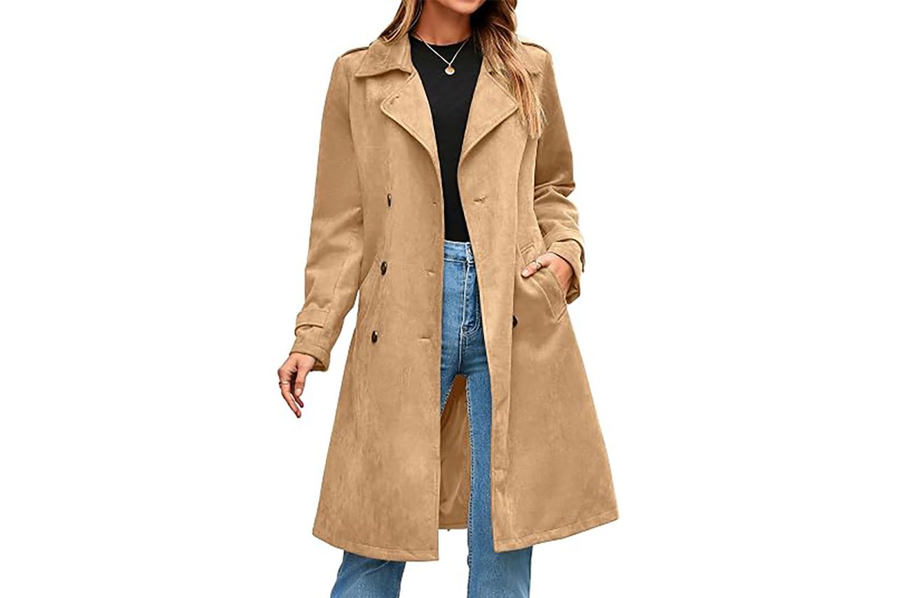 Simplee Women's Long Trench Coat Fall Winter Double Credit: Amazon