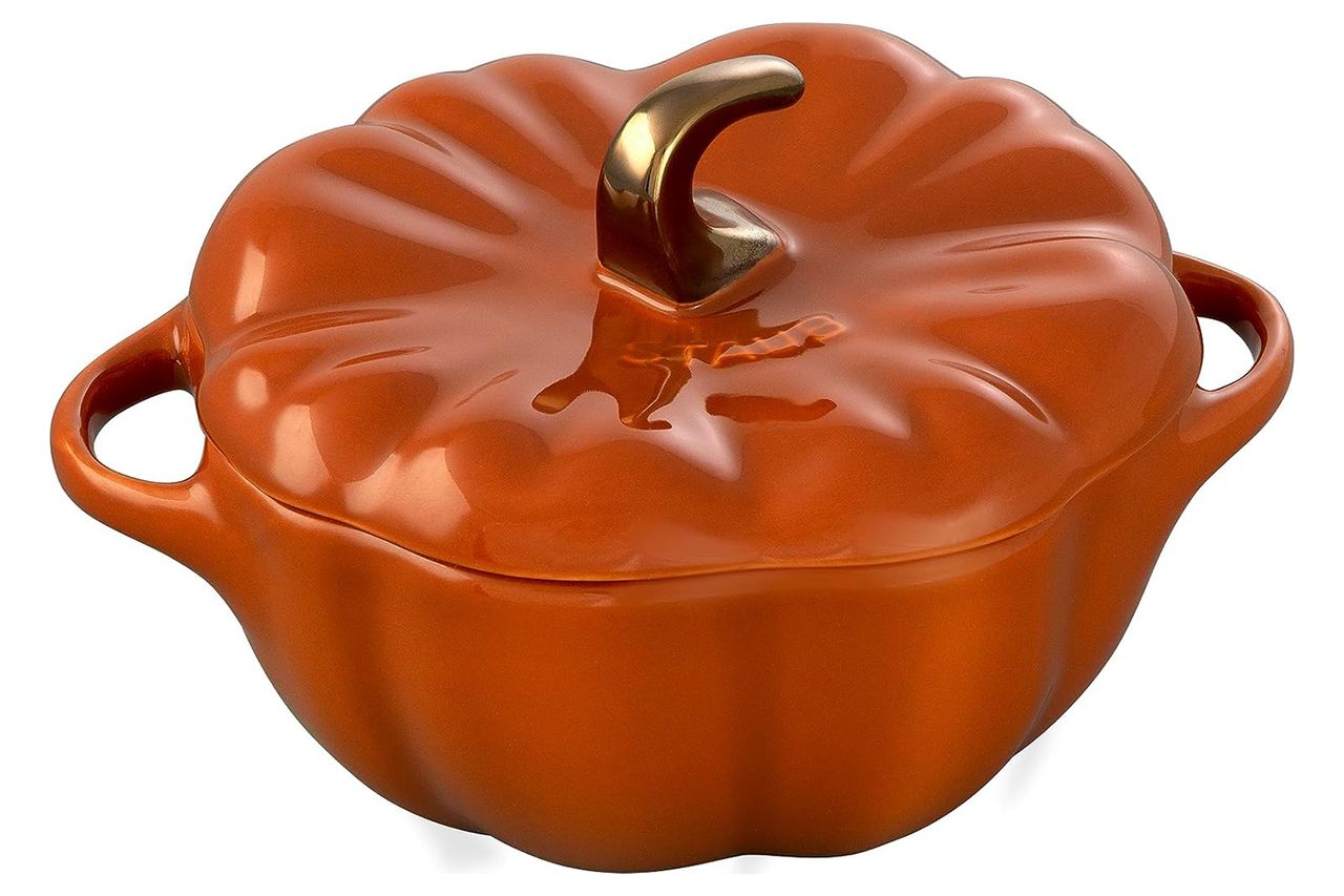 Amazon STAUB Ceramic 0.75-qt Petite Ceramic Pumpkin, Oven & Stove Safe up to 572°F, Pumpkin Dish, Ceramic Baking Dish Credit: Amazon