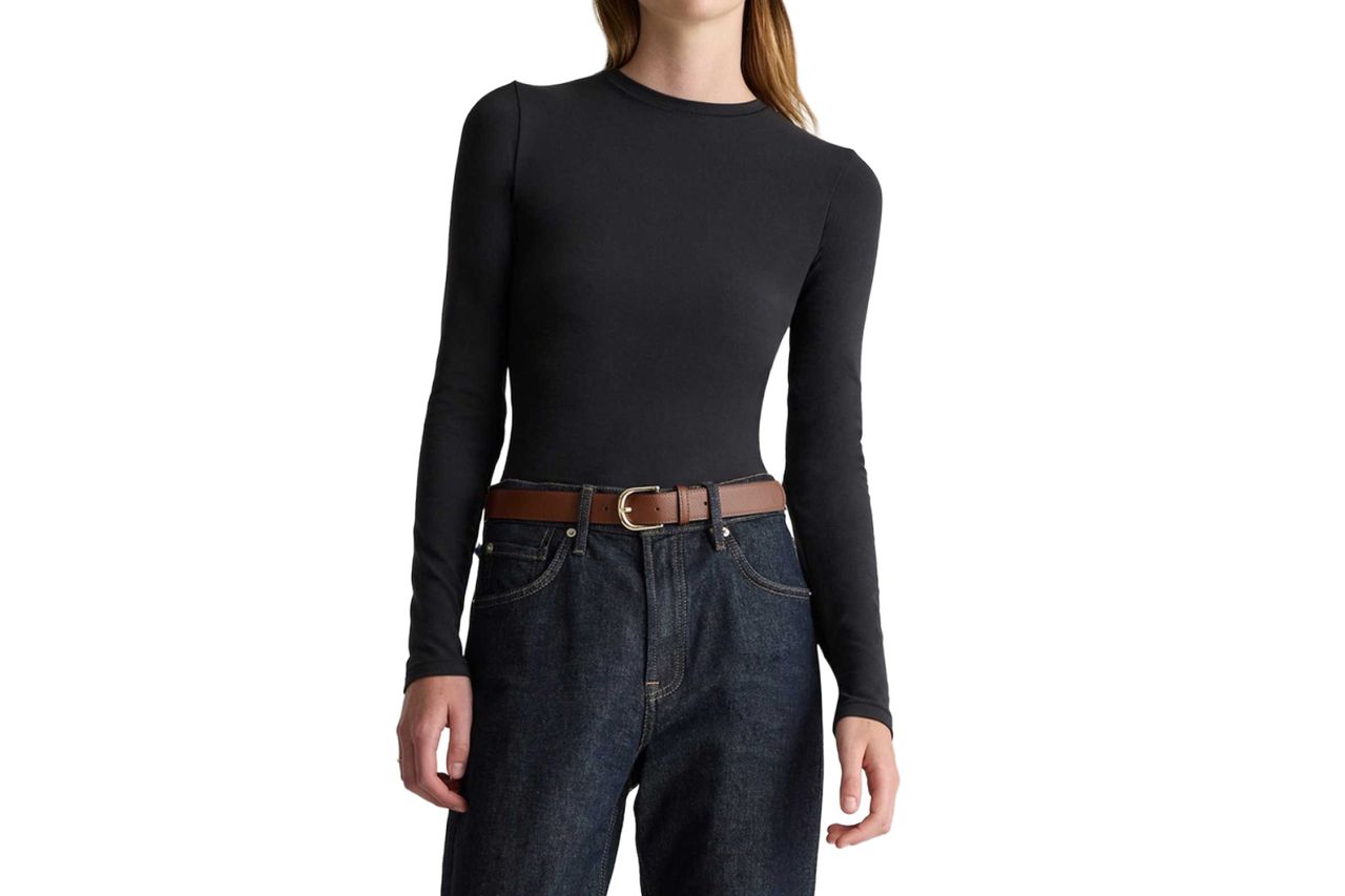 Stretch Cotton Jersey Fitted Long Sleeve T-Shirt Credit: Quince