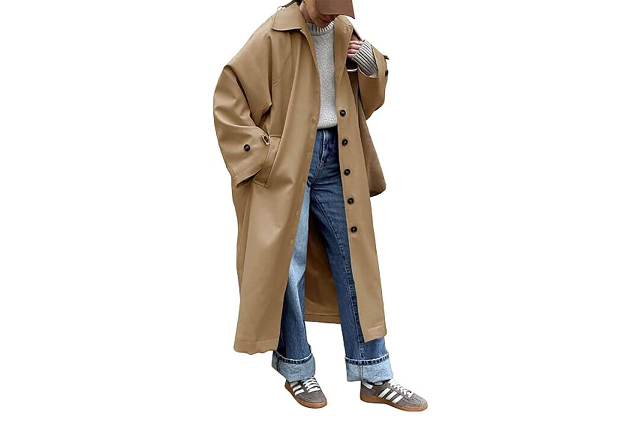 Tankaneo Women's Long Trench Coat Single Breasted Credit: Amazon