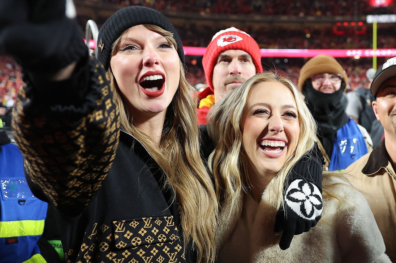 Taylor Swift, Brittany Mahomes, and Donna Kelce celebrate after the Kansas City Chiefs defeated the Buffalo Bills 32-29 in the AFC Championship Game at GEHA Field at Arrowhead Stadium on January 26, 2025 in Kansas City, Missouri. Taylor Swift and Brittany Mahomes celebrate after the Kansas City Chiefs defeated the Buffalo Bills 32-29 in the AFC Championship Game at GEHA Field in January 2025.Credit: David Eulitt/Getty