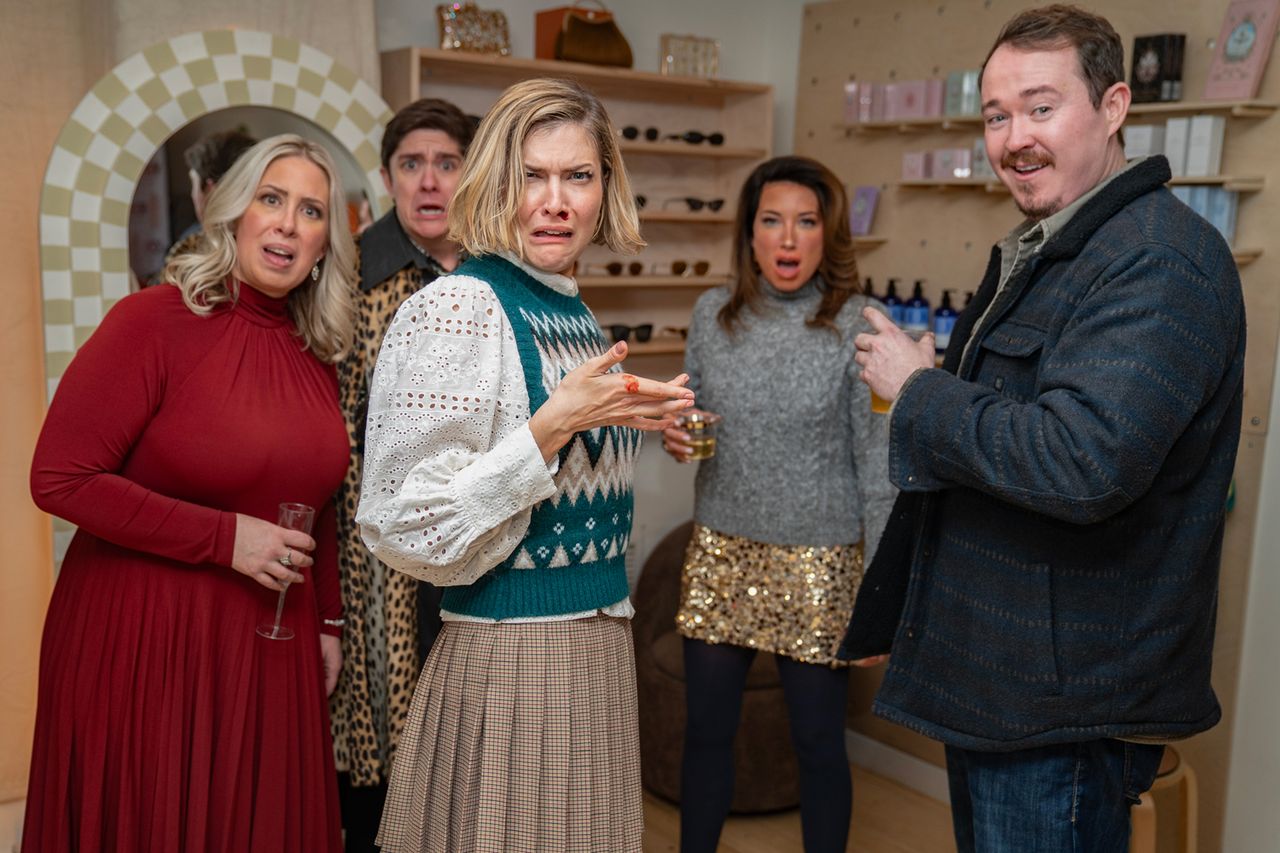 Mary Radzinski as Kathy, Steve Gerben (Executive Producer) as Will, Katlyn Carlson as Jenny, Courtney Cason as Moira and Shane Gillis as Shane in Episode #303 of Tires S3. Mary Radzinski as Kathy, Steve Gerben as Will, Katlyn Carlson as Jenny, Courtney Cason as Moira and Shane Gillis as Shane in ‘Tires’Credit: Jessica Kourkounis/Netflix