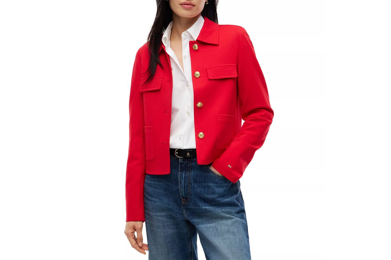Tommy Hilfiger Ponte Knit Band Collar Jacket Credit: Macy's