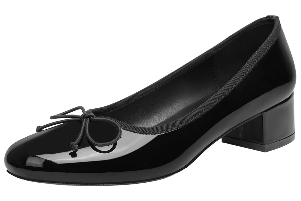 Vertundy Women's Round Toe Ballet Pumps Low Chunky Block Heel Flats Credit: Amazon