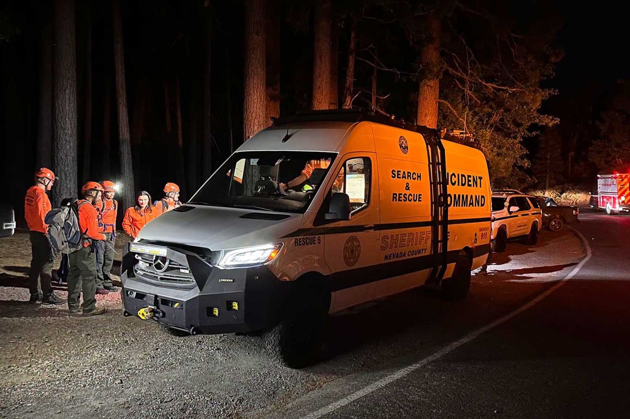 Search and Rescue Teams Save Woman and Dog Swept Away in River Fifty first responders helped rescue the hiker and her pet.Credit: Nevada County Sheriff's Office