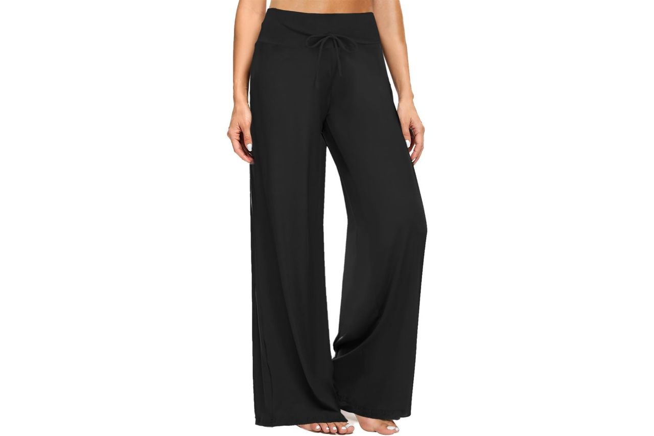 Zoosixx Soft Black Pajama Pants For Women Wide Leg Comfy Casual Lounge Yoga Capri Pants Credit: Amazon