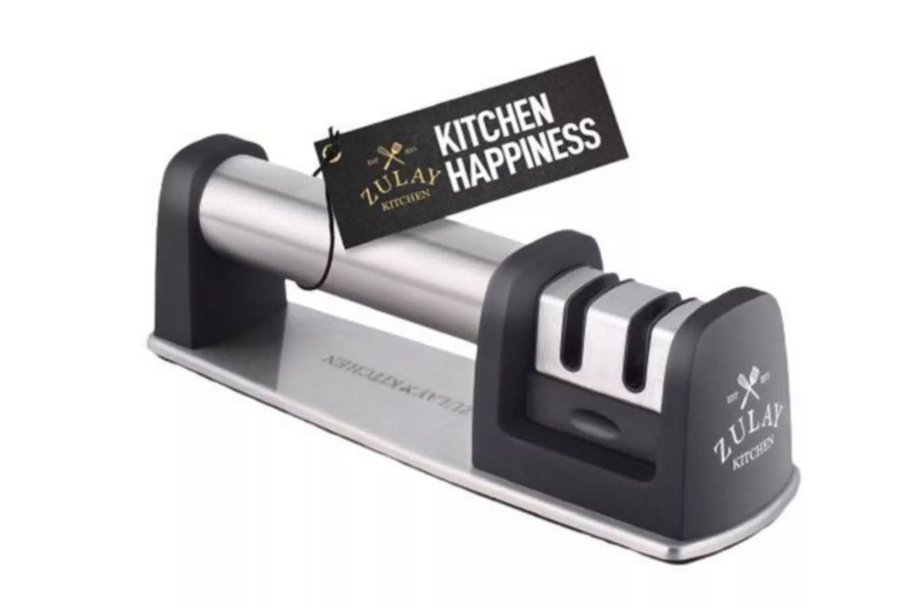 Zulay Kitchen Manual Knife Sharpener for Straight & Serrated Steel Knives Credit: Macy's